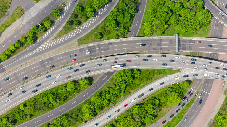 Aerial view of Berlin highways intersecting
